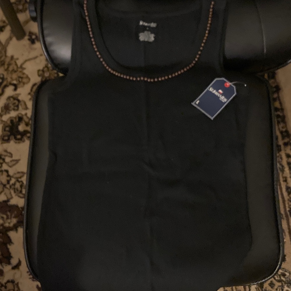 St. John’s Bay Black Tank Top with Trim NWT Size Large